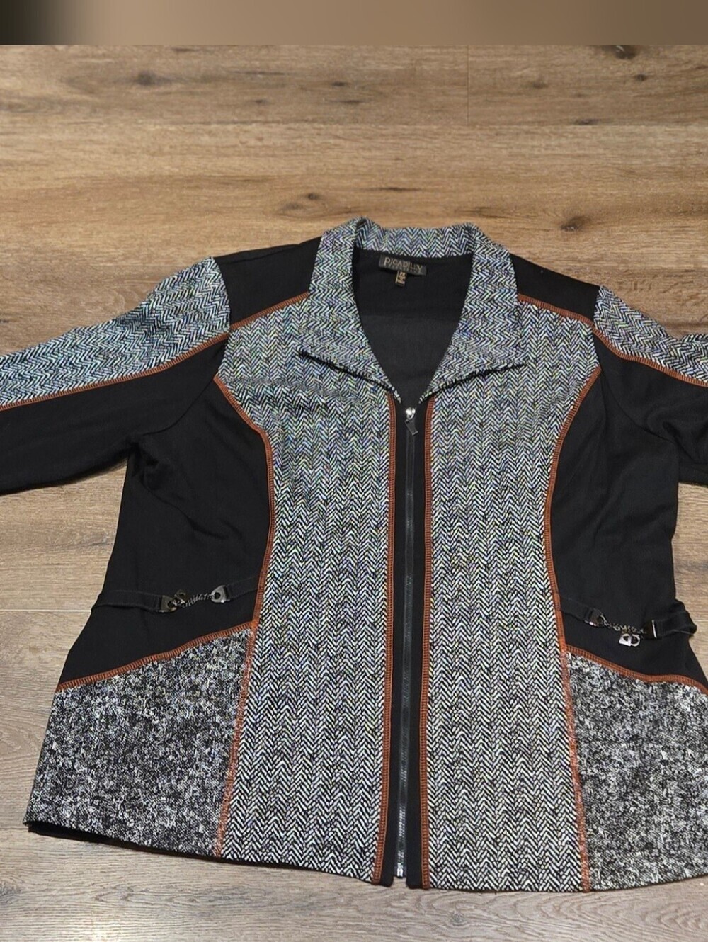Picadilly Fashions Mixed Media Zip-Up Jacket - 2X